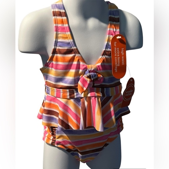 🍁$5🍁Wonder Nation 2 piece Tankini Swimsuit Girls 4/5 - Picture 1 of 4